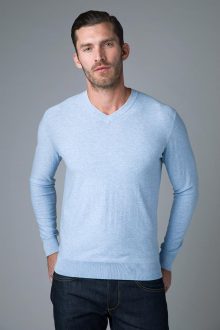 Tubular Trim Vneck - Kinross Cashmere