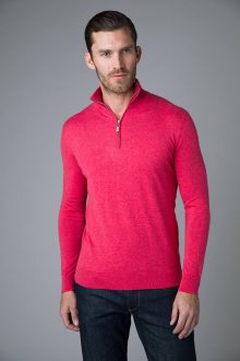 Qtr Zip Mock w/ Milano Trim - Kinross Cashmere