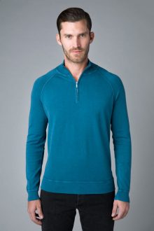 Stonewash Qtr Zip Mock - Kinross Cashmere