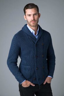 Dbl Breasted Shawl Cardi - Kinross Cashmere