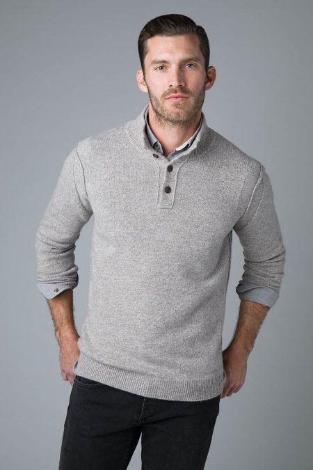 Marl Button Mock - Kinross Cashmere