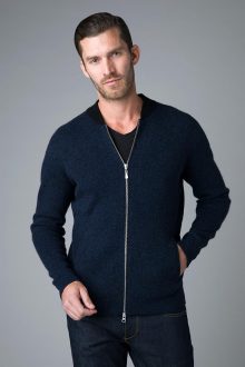 Full Zip Baseball Cardigan - Kinross Cashmere