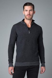 Lattice Jacquard Qtr Zip - Kinross Cashmere