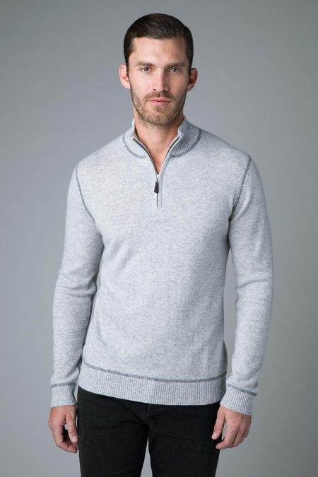 Coverstitch Qtr Zip Mock - Kinross Cashmere