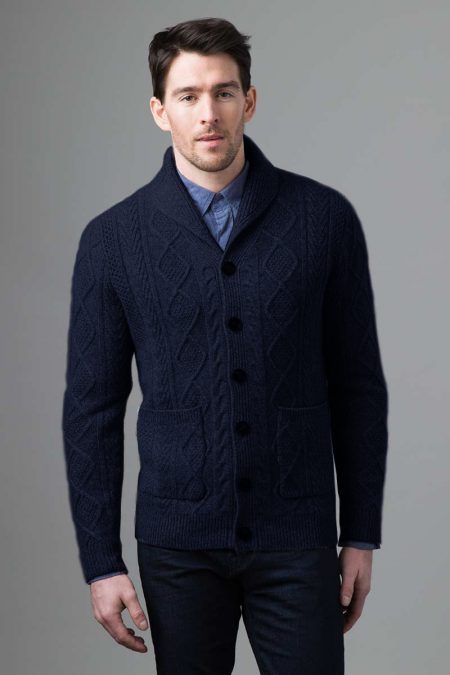 Marled Cable Shawl Cardigan - Kinross Cashmere