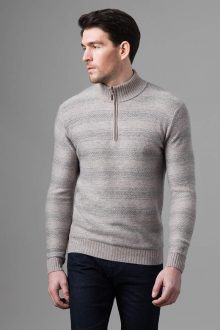 Horizontal H'bone Qtr Zip Mock - Kinross Cashmere