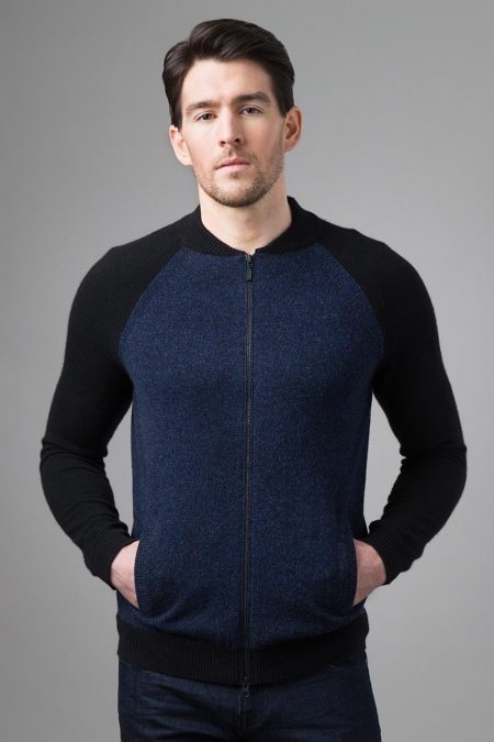 Marled CB Baseball Cardigan - Kinross Cashmere