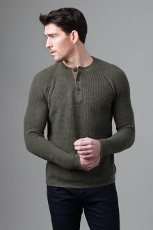 Mixed Stitch Henley - Kinross Cashmere