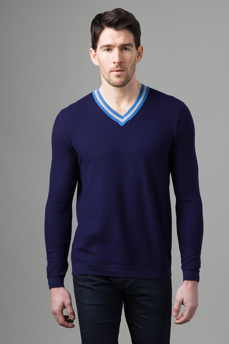 Pique Cricket Vneck - Kinross Cashmere