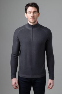 Overprint Qtr Zip Mock - Kinross Cashmere