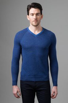 Contrast Trim Raglan Vneck - Kinross Cashmere