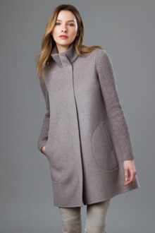 Rib Sleeve Zip Mock Coat - Kinross Cashmere