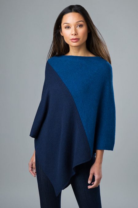 Colorblock Poncho - Kinross Cashmere